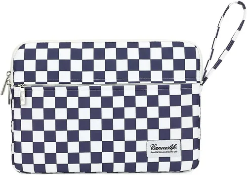Vista 10 de Canvaslife - Funda de lona para laptop de 13 pulgadas con patrón de cuadros negros y bolsillo de 13 y 13.3 pulgadas