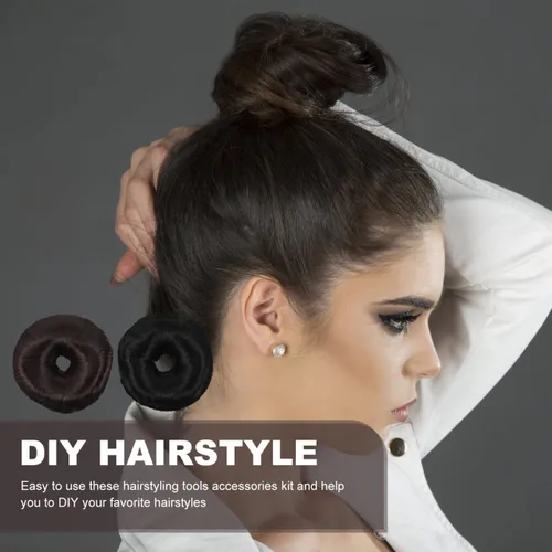 Vista 5 de FRCOLOR Anillos de extensión de pelo 2pcs secador de pelo cola de caballo boda plástico novia peluca Chignon