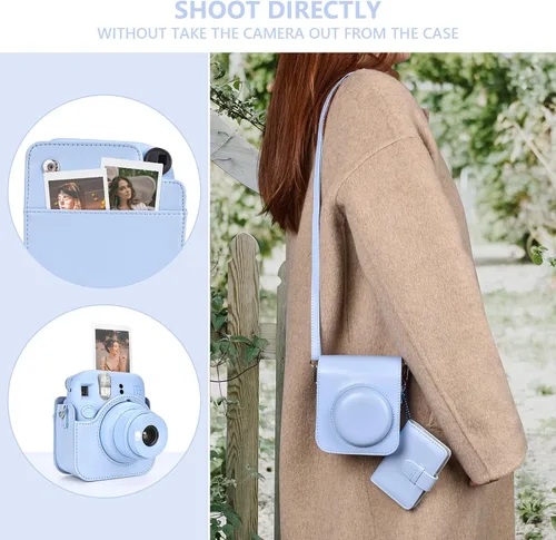 Vista 4 de Fuji Mini 12 - Funda para cámara y álbum de fotos, funda protectora de cuero compatible con cámara instantánea Instax Mini 12 con álbum de fotos