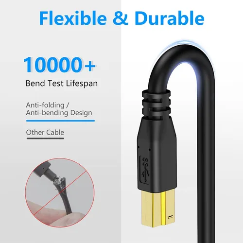 Vista 4 de Cable USB 3.0 Jelly Tang A macho a B macho 10 pies, Cable Superspeed USB 3.0 A-B/A macho a B macho - para escáner, impresoras, discos duros externos