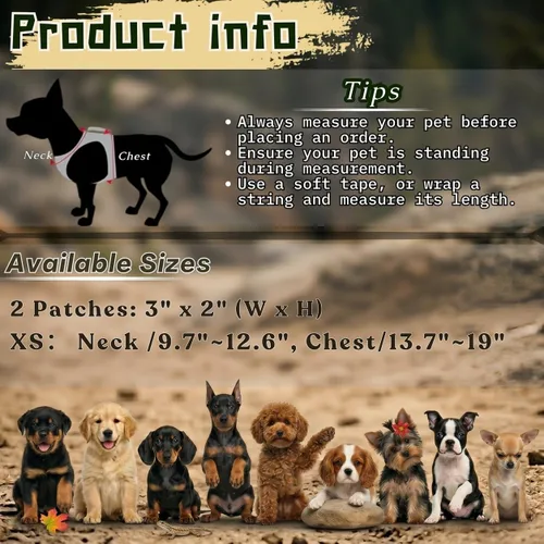 Vista 8 de Arnés táctico para perro pequeño, a prueba de escapes, chaleco militar para perro con mango vertical, arnés ajustable XS para cachorros con Negro