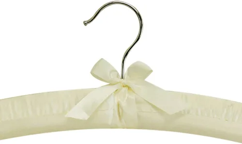 Vista 2 de 6 perchas acolchadas de satén liso marfil de 15 pulgadas de largo para vestido, lencería nupcial