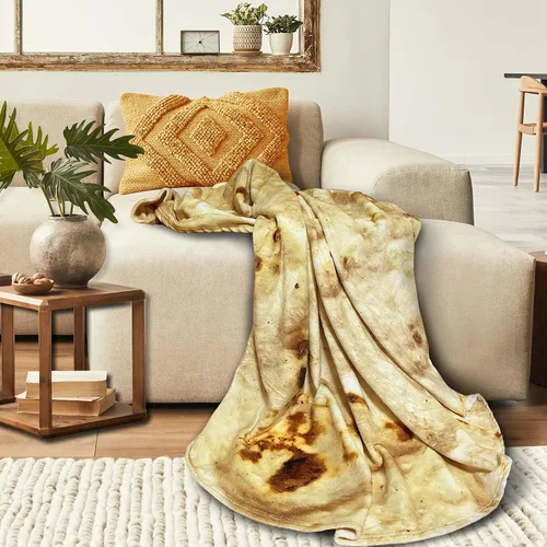 Vista 4 de Moonysweet Manta de tortilla de doble cara para adultos y niños, manta de comida novedosa, franela de vellón mullido, diseño realista