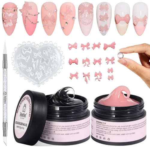 Vista 12 de Beetles - Gel de uñas sólido constructor, gel transparente 3D de 1.06 onzas para esculpir, gel de construcción de gel duro con polvo de uñas