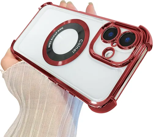 Vista 55 de Funda magnética transparente para iPhone 11, funda de lujo con cuatro esquinas brillantes, protección a prueba de golpes de grado militar