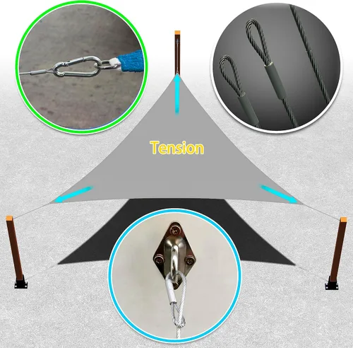 Vista 6 de Royal Shade Kit de herramientas de cables de alambre de 36 pies (12 pies x 3) para toldo triangular para toldos de vela, revestimiento de PVC, metal