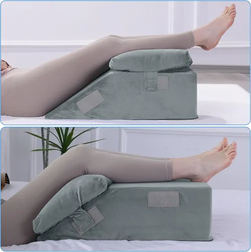 Vista 3 de HOMBYS Almohada ajustable que eleva las piernas, almohadas de elevación de piernas de espuma de alta densidad para después de la cirugía, almohada