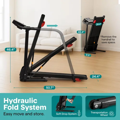 Vista 5 de SereneLife Máquina de ejercicios eléctrica plegable para caminadora – Entrenador de fitness digital compacto inteligente con sincronización