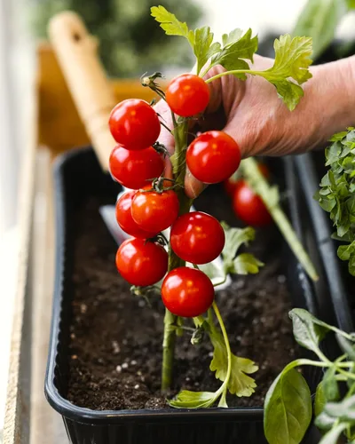 Vista 2 de Semillas de bonsái de tomate de interior 30+ semillas para plantar tomate enano de interior variedad de tomate autopolinizador