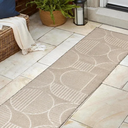Vista 3 de JONATHAN Y Nordby - Alfombra de tiras arqueadas de alto a bajo, para interiores y exteriores, 2x8, Beige/Crema, para patio, patio trasero, sala