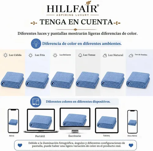 Vista 7 de HILLFAIR Manta 100% algodón peinado, manta para cama individual, suave, acogedora, cálida, multiusos para decoración del hogar de lujo, 66 x 90 Azul