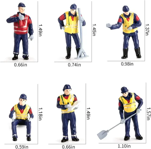 Vista 8 de 6 figuras pequeñas para trabajadores de la construcción a