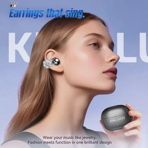 Vista 2 de Kinglucky i121 - Auriculares inalámbricos Bluetooth con clip de oreja con micrófono, cancelación de ruido, impermeables IPX4, para orejas pequeñas