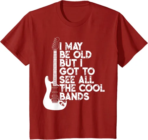 Vista 45 de Camiseta con texto en inglés "I May Be Old But I Got to See All The Cool Bands" Negro