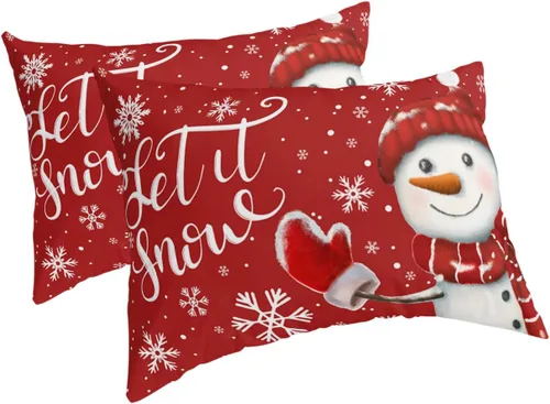 Vista 11 de Fundas de almohada de tamaño estándar de muñeco de nieve, 2 paquetes de fundas de almohada suaves para cama, fundas decorativas para sofá de cuerpo