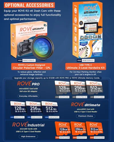 Vista 8 de ROVE R2-4K Dash Cam Grabadora de cámara con WiFi GPS para tablero de automóvil con UHD 2160P, pantalla IPS de 2.4", gran angular de 150°, WDR