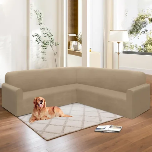 Vista 83 de HDCAXKJ Fundas de sofá seccional de esquina de terciopelo elástico en forma de L, juego de fundas deslizantes suaves y gruesas en forma de U