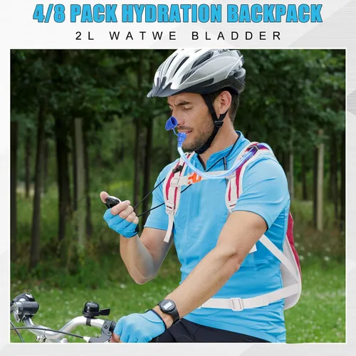 Vista 7 de Chunful Mochila de hidratación con vejiga de agua de 2 L, mochila de hidratación ligera para mujeres y adolescentes, mochila de agua al aire libre