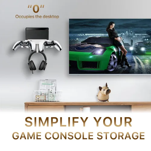 Vista 9 de STORAGBT Wall Mount Stand Bundle for Nintendo Switch, Bracket Holder for Swith & Switch Oled, with Controller Wall Mount, Headphone Holder, Space