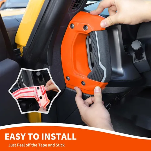 Vista 7 de RAZPOY Cubierta para manija lateral de consola central compatible con accesorios interiores Ford Bronco 2021-2023, naranja