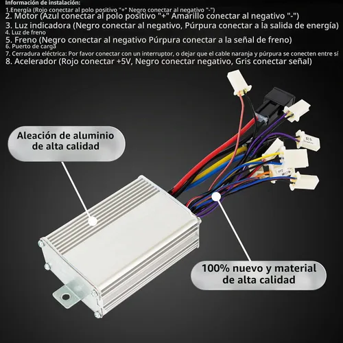Vista 4 de Controlador de motor cepillado 36V 1000W 30A con interruptor de 3 velocidades