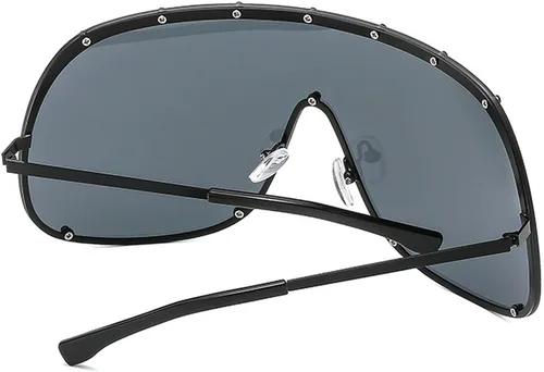 Vista 5 de Gafas de sol cuadradas de una pieza de gran tamaño para mujer, gafas de sol de lujo de moda punk, gafas al aire libre para mujer C5