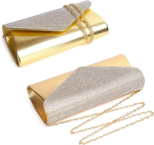 Vista 5 de Bolso de mano brillante para mujer, bolso de noche con cristales de estrás, bolso de noche con purpurina brillante para mujer, boda, fiesta, baile