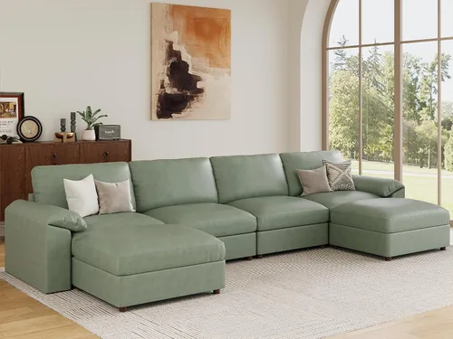 Vista 100 de EASE MOOSE Sofá modular seccional, sofá en forma de U para sala de estar Beige