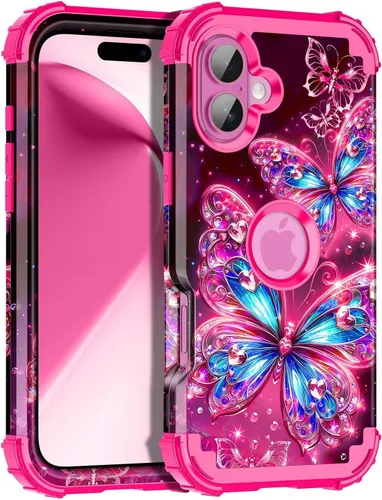 Vista 115 de Miqala Funda compatible con iPhone 8 Plus, iPhone 7 Plus, que brilla en la oscuridad, tres capas, resistente a los golpes, parachoques de plástico