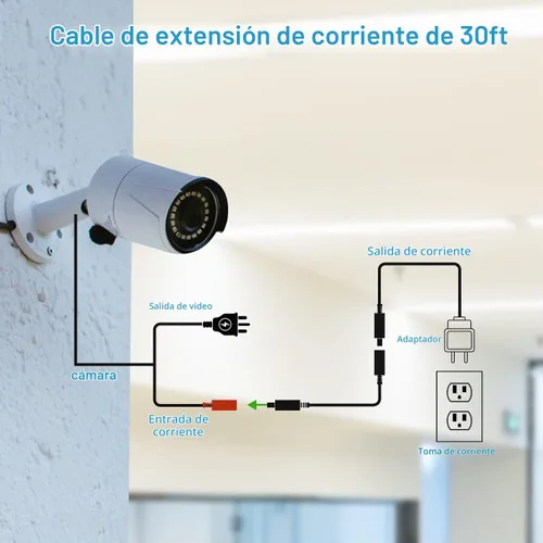 Vista 5 de Cable de extensión de alimentación CC, cable de extensión de 12 V CC de 0.083 in x 0.217 in, cable de alimentación macho a hembra, para cámara