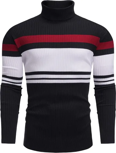 Vista 8 de Amussiar Men's Turtleneck Sweater Slim Fit Cotton Knitted Pullover Sweater Casual Lightweight Long Sleeve Top Beige