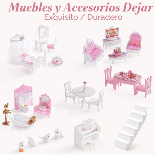 Vista 6 de ROBUD Casa de madera para muñecas, juego de casa de muñecas con 24 piezas de accesorios exquisitos, ascensor que funciona, regalo para niños de 3