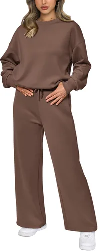 Vista 3 de PRETTYGARDEN Conjunto de 2 piezas para mujer, camiseta de manga larga y pantalones largos para otoño, conjunto de chándal