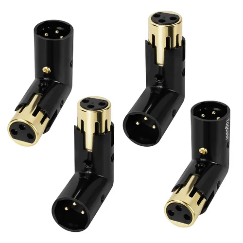 Vista 6 de Adaptador XLR de ángulo recto ajustable de 3 pines, conector de metal resistente chapado en oro XLR de 90 grados, extensor en forma de L