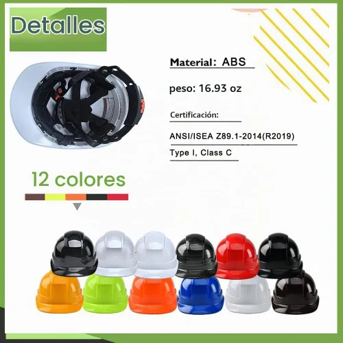 Vista 6 de Casco de trabajo de construcción personalizado Casco de seguridad con suspensión de trinquete de 6 puntos con ventilación