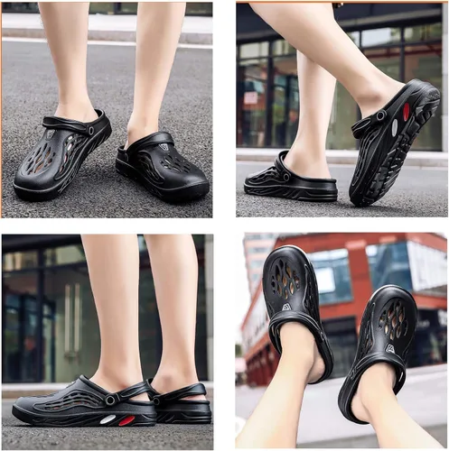 Vista 2 de CYian Zuecos clásicos para hombre y mujer, ligeros, sin cordones, pantuflas de playa, zuecos de jardín