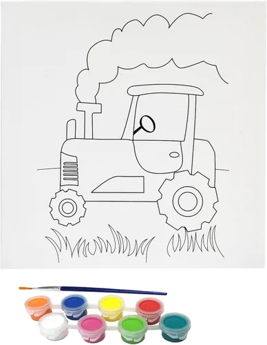 Vista 9 de Misco Juguetes de pintura de lienzo para fiestas, kit de arte de 11 piezas de lienzo predibujado para pintar y sorber, 8 colores y pincel incluidos