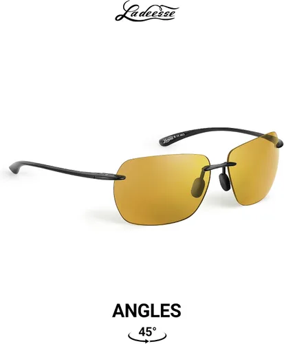 Vista 10 de LADEESSE Sunglasses Men - Rimless Square Polarized Sunglasses - Lightweight TR90 Frame Sun Glasses with UV Protection