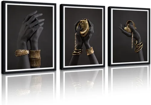 Vista 93 de MAMAGO Lienzo decorativo para pared, pintura de belleza dorada y negra, fotos de mujeres africanas, hermosos pósteres de mujer negra, impresiones