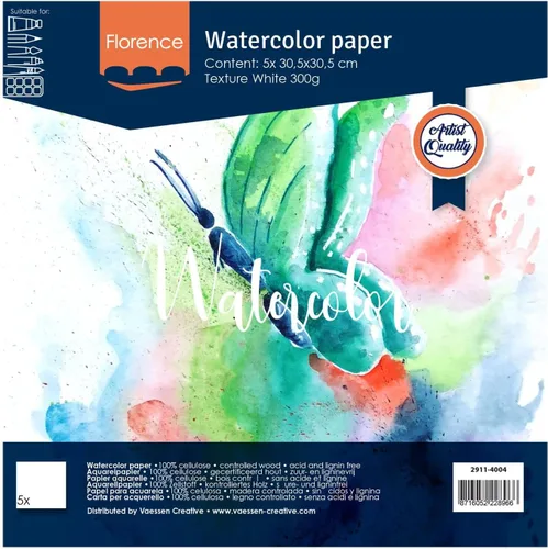 Vista 20 de Vaessen Creative VARTA Florence - Papel A4 para acuarela, 10 hojas para pintar, manuales, proyectos de arte y más, calidad artística, calidad
