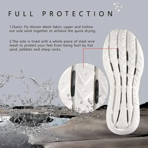 Vista 5 de Zapatos acuáticos para hombre, zapatos acuáticos de secado rápido, zapatos de meter para playa, natación, río, piscina, lago, senderismo, kayak