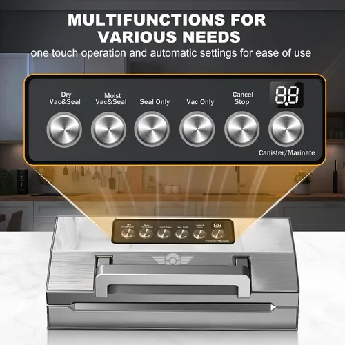 Vista 2 de Máquina Selladora al Vacío de Alimentos de Precisión, Sistema de Sellado al Vacío Completamente Automático POWOT, Saver de Alimentos al Vacío Pro