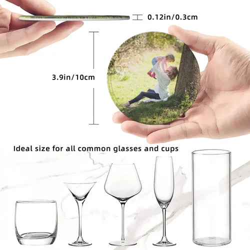 Vista 2 de Posavasos personalizados para bebidas, personaliza posavasos de cuero, añade tu diseño con tu foto, texto, logotipo, delicado posavasos de barra