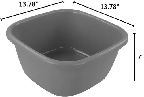 Vista 3 de Paquete de 2 platos grises de 18 cuartos de galón de plástico para lavabo grande