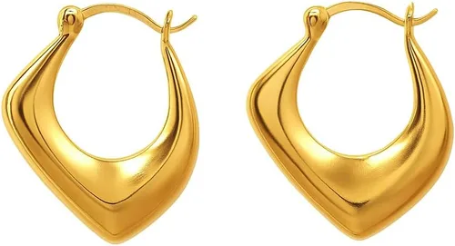 Vista 72 de Gempires - Aretes ligeros y gruesos, delicados y minimalistas, hipoalergénicos, chapados en oro, sin deslustre, diseño clásico, para uso diario