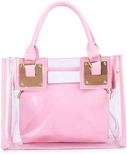 Vista 11 de Bolso bandolera transparente para mujer, bolso de mano de moda de diseñador 2 en 1