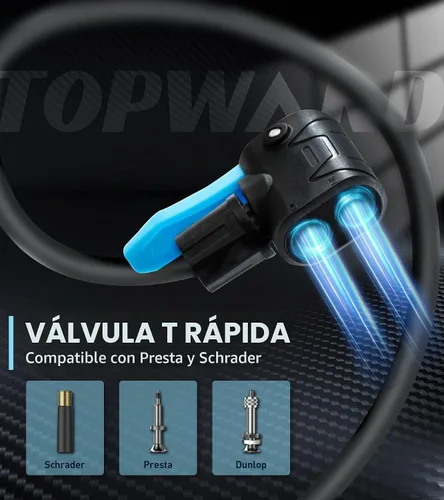 Vista 5 de Topward Bomba de neumáticos de bicicleta portátil, bomba de aire de mano para pelotas de ejercicio de bicicleta, inflables, se adapta a válvulas