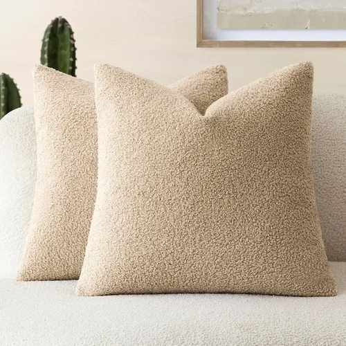 Vista 18 de Foindtower Paquete de 2 fundas de cojín decorativas de pelo sintético rizado, suave y mullida, con cremallera, acogedora funda de almohada