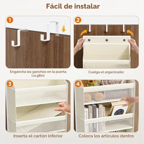 Vista 6 de Mefirt - Organizador de 7 niveles para colgar en la puerta Beige