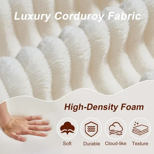 Vista 3 de SUYOLS Sofá nube de pana con almohada, espuma viscoelástica de alta calidad, no requiere montaje, sofá de asiento profundo en caja, silla que ahorra